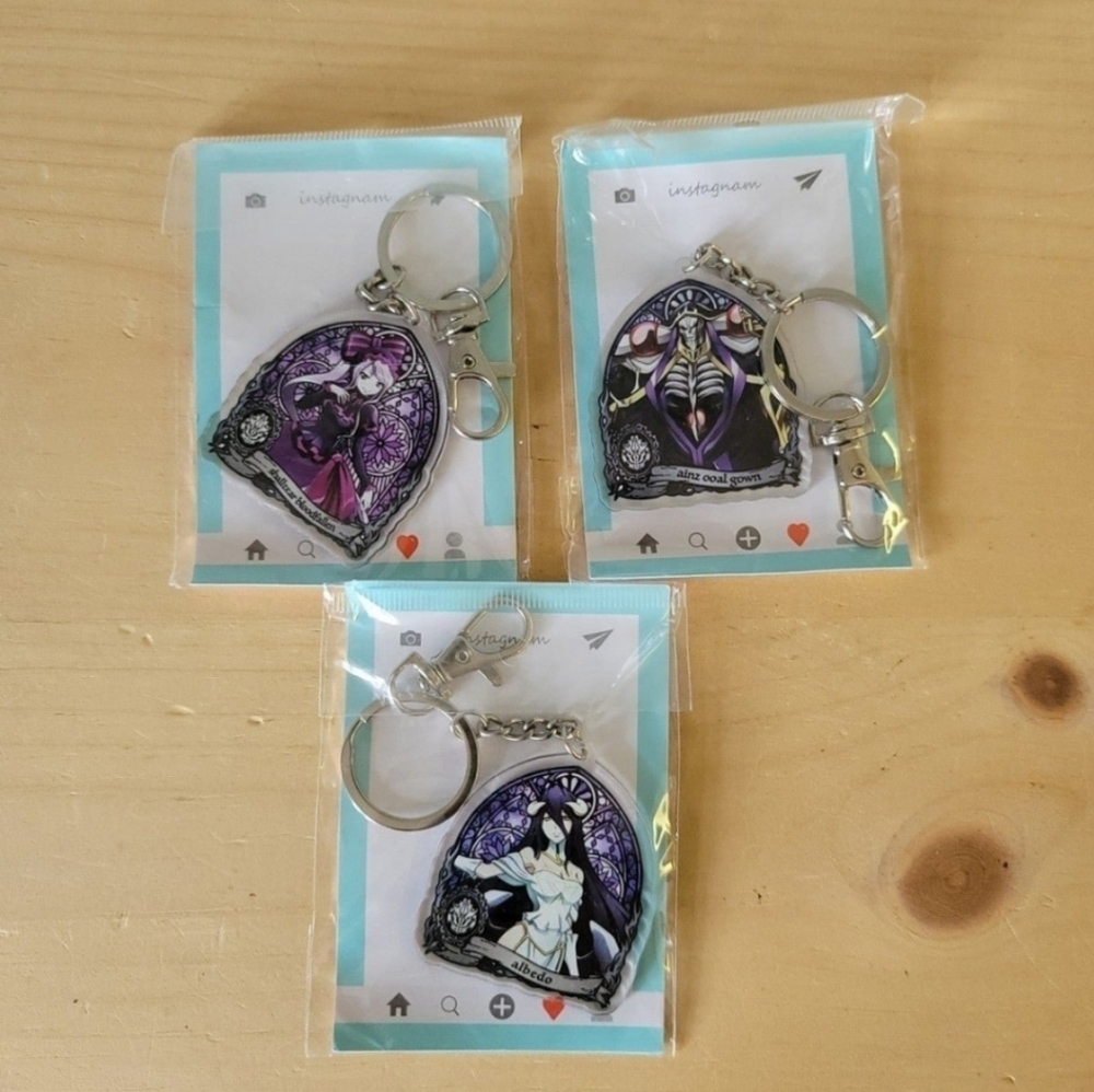3 Overlord Keychains Ainz‎ Ooal Gown  Albedo Shalltear Bloodfallen